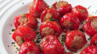 Food Wishes Recipes  Sausage Cherry Pepper Poppers Recipe  Stuffed Cherry Pepper Poppers [upl. by Baiel]