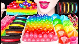 ASMR RAINBOW FOODS POPPING BOBA 레인보우 팝핑보바 보석 젤리 먹방 EATING SOUNDS [upl. by Nagam]