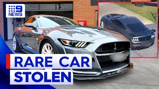 Rare 400000 Ford Mustang stolen in brazen theft  9 News Australia [upl. by Larimor]