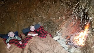 Winter Camping in Underground Bunker  Digging a Primitive Survival Stealth Shelter by Hand [upl. by Ehsom298]