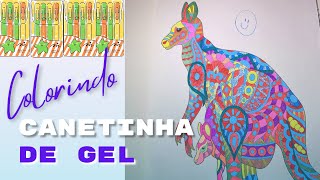 COLORINDO COM CANETA EM GEL UM LINDO CANGURÚ [upl. by Gery]