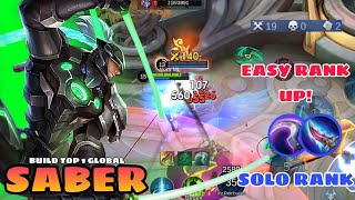 FAST RANK UP  SABER BEST BUILD 2024  SOLO RANK SABER GAMEPLAY  MOBILE LEGENDS [upl. by Atrim]