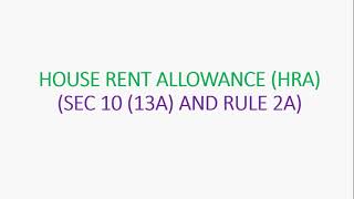 HRA How to calculate HRA Exemption SEC 10 13A AND RULE 2A for salary person [upl. by Mcilroy]