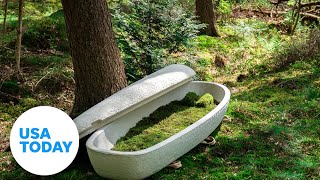 Biodegradable coffins allow for environmentallyfriendly burials  USA TODAY [upl. by Ladnek]