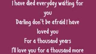 Christina Perri  A Thousand Years Lyrics On Screen [upl. by Hedwig]