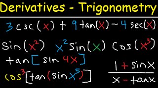 Derivatives of Trigonometric Functions  Product Rule Quotient amp Chain Rule  Calculus Tutorial [upl. by Imogene]