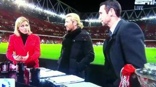 Martin keown gets hit in the head live Espn [upl. by Eilrahs]