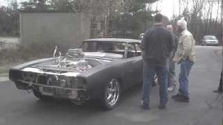 850HP Blown 572 Hemi Charger first test run and burnout [upl. by Yhtomiht]