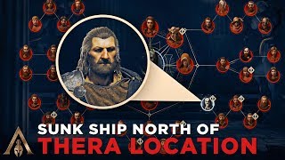 How to Find the Sunk Ship on ruin North of Thera Cultist Clue Location  Assassins Creed Odyssey [upl. by Peih]