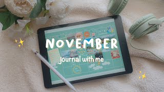 November Journal ASMR  iPad Plan With Me  Goodnotes 5 Digital Planner [upl. by Airamana826]