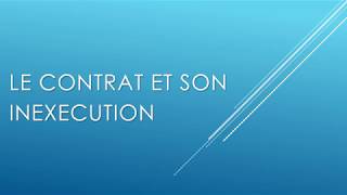 Le contrat et son execution [upl. by Ttelrahc507]