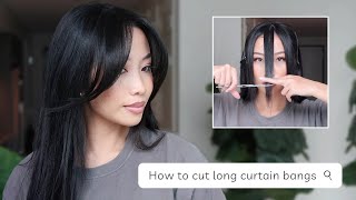 How To Cut Long Curtain Bangs At Home [upl. by Aleacin713]