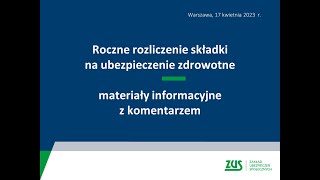 Roczne rozliczenie składki zdrowotnej webinar [upl. by Tomasina]