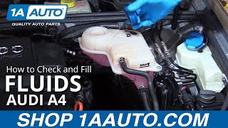 How to Check and Fill Fluids 0409 Audi A4 [upl. by Namie466]