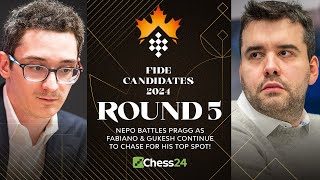 FIDE Candidates 2024 Rd 5  Ian Battles Pragg As Fabiano amp Gukesh Continue To Chase His Top Spot [upl. by Abekam]