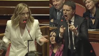 BOTTA E RISPOSTA TRA MATTEO RENZI E GIORGIA MELONI IN SENATO quotCAMPIONE DI INCOERENZAquot [upl. by Jeromy]