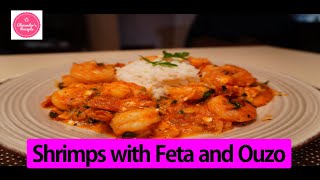 Shrimps with Feta and Ouzo  Greek Recipe [upl. by Aekin]