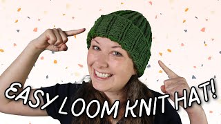 EASY Free Loom Knit Hat With Brim Pattern amp Tutorial [upl. by Asilet882]