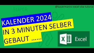 066  Kalender für 2024 erzeugen mit VBAcode in excel  programmieren lernen vba tutorial [upl. by Pass102]