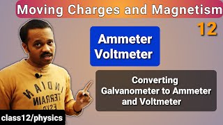 Moving Charges and Magnetism 12 Ammeter Voltmeter converting Galvanometer to Ammeter Class 12 [upl. by Bay]