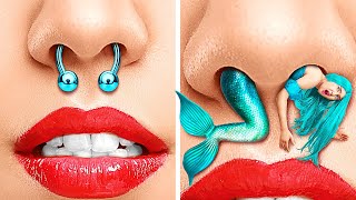 HOW TO BECOME LITTLE MERMAID 🧜‍♀️  Beauty Transformation With Hacks by 123 GO GLOBAL [upl. by Qifar]