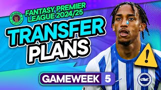 MY FIRST FPL GW5 TRANSFER PLANS ☠️ Horror Gameweek 😭  Fantasy Premier League Tips 202425 [upl. by Yenobe301]