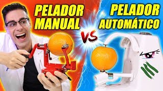 Probando PELADOR DE FRUTAS AUTOMÁTICO VS MANUAL  Utensilios de cocina increíbles [upl. by Ahsitra]