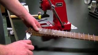 Guitar Neck Refretting  Testing amp Cutting Frets To Length [upl. by Annahsit702]