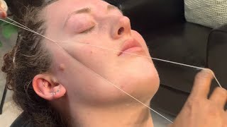 threading Face side Threading Video threading tutorial kobitasparlourusa cheeksthreading [upl. by Getraer211]