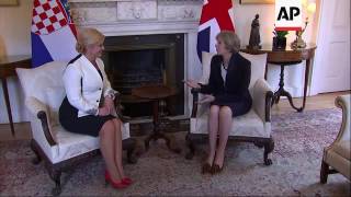 May meets Croatia president at Downing Street [upl. by Gerrard]