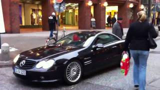 MUST SEE very LOUD Mercedes SL55 AMG with custom exhaust take off in Hamburg [upl. by Leryt]