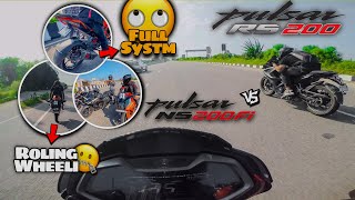 rs200 vs ns 200  Drag Race with KTM RC 200  Full System [upl. by Aseeral]