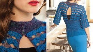 5 Lace Keyhole Top Vogue Knitting Holiday 2013 [upl. by Ahsied]