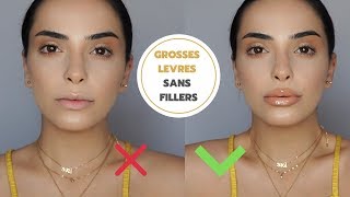 Grosses lèvres avec du MAKEUP SEULEMENT 💉 Effet fillers [upl. by Yllut649]