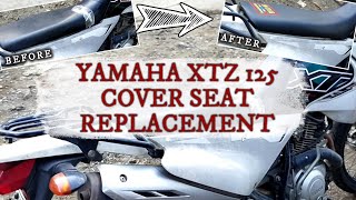 YAMAHA XTZ 125 COVER SEAT REPLACEMENT I INSTALLATION OF NEW SEAT COVER BEFORE amp AFTER [upl. by Llenrag]