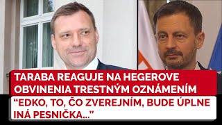 Tomáš Taraba reaguje na Hegerove obvinenia trestným oznámením TO ČO ZVEREJNÍM BUDE [upl. by Valeda]