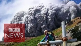 Video Japan volcano shoots rock amp ash on Mount Ontake  BBC News [upl. by Boru]