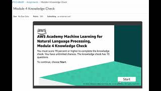 AWS Academy Machine Learning for Natural Language Processing  Module 4 Knowledge Check [upl. by Micky]