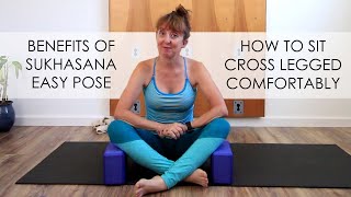 How to do Sukhasana Easy Pose  how to sit cross legged for beginners [upl. by Mcgean214]