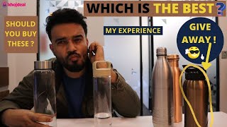 Best Water Bottle In India  Copper Glass amp Steel  Review Comparison Buying Guide amp Give Away [upl. by Lisha]