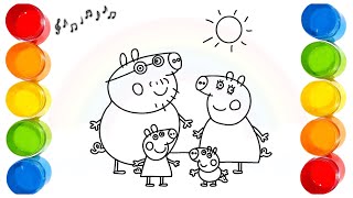 Disegnare Peppa Pig con la Famiglia🐷🌈 Disegni per Bambini [upl. by Irrac]