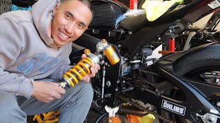 Installing OHLINS TTX REAR SHOCK GSXR 600 Easy [upl. by Euridice]