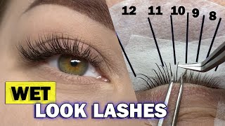 WET LOOK LASH  How to create a wispy eyelash extensions  Hybrid Set [upl. by Aillimac]