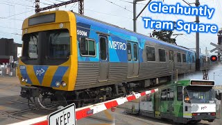 Trains amp Trams at the Glenhuntly Tram Square  Melbourne Transport [upl. by Aicilana877]