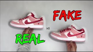 REAL VS FAKE STRANGE LOVE NIKE SB DUNK COMPARISON [upl. by Neahs]