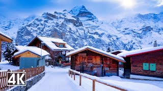 Mürren Switzerland ❄️ Fairytale Mountain Village Over The Lauterbrunnen Valley [upl. by Adnihc69]