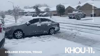 Its snowing in Texas  College Station [upl. by Asyla]