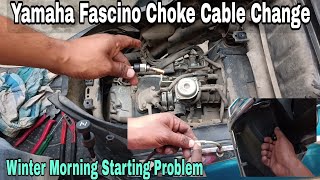 Yamaha Fascino Choke Cable ReplacementHow To Change Choke Cable [upl. by Leahcimed]