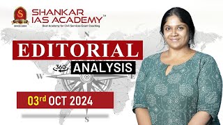 Editorial Analysis October 3 2024 Shankar IAS Academy UPSC current Affairs  Mains [upl. by Whitaker]