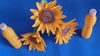 Nuevas girasoles hechas con botellas plásticas  manualidades [upl. by Inaliel]